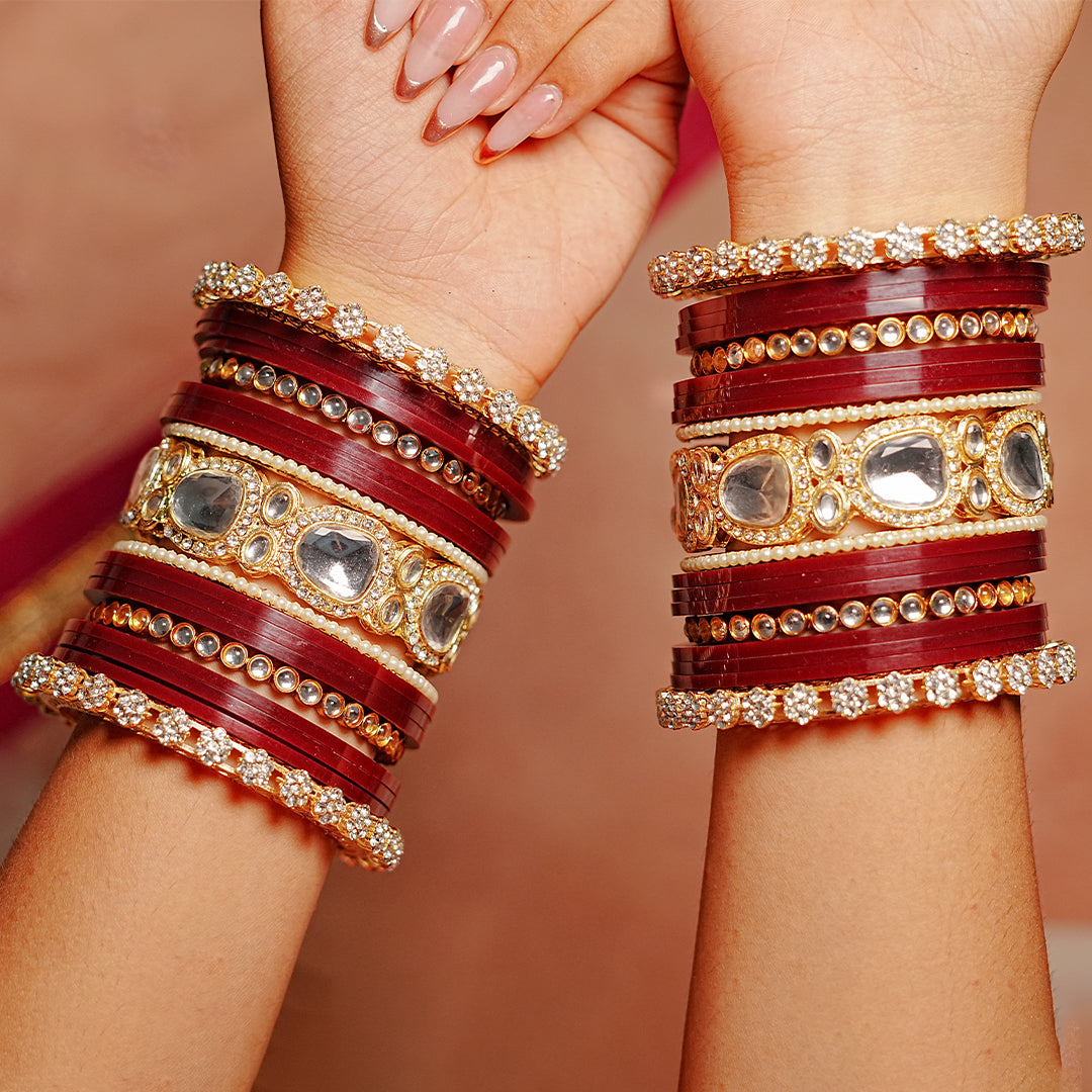 Traditional Indian Bridal Chura Set for Women (Both Hands)
