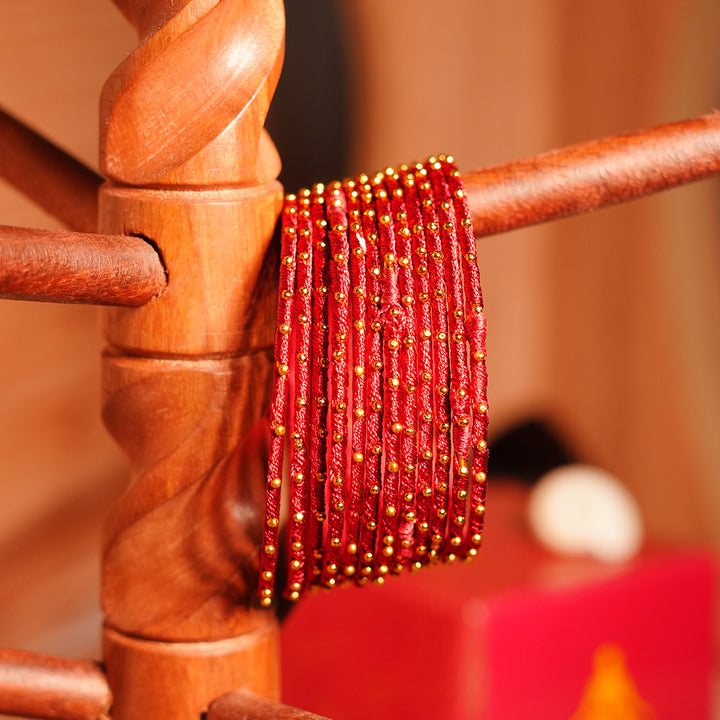 Maroon Color Premium Silk Thread Bangle for Women & Girls (Pack of 12)