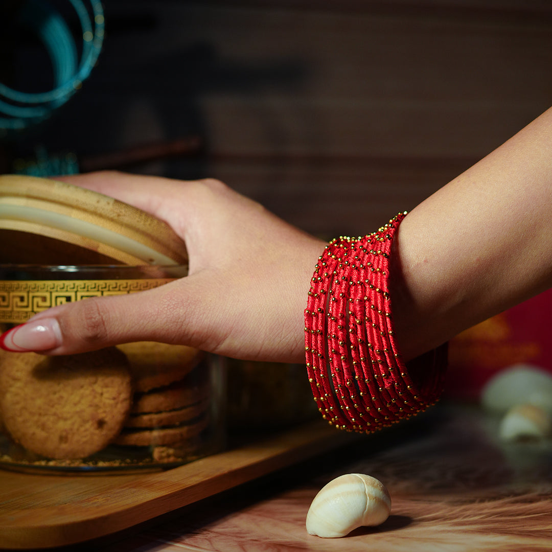 Maroon Color Premium Silk Thread Bangle for Women & Girls (Pack of 12)