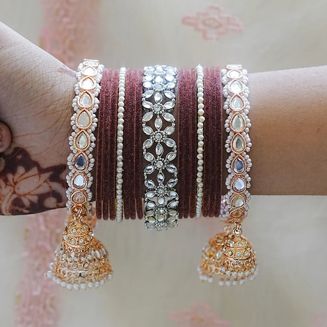 Luxury Metal Bangles Set for Women with Designer Jhumki (Both Hand)