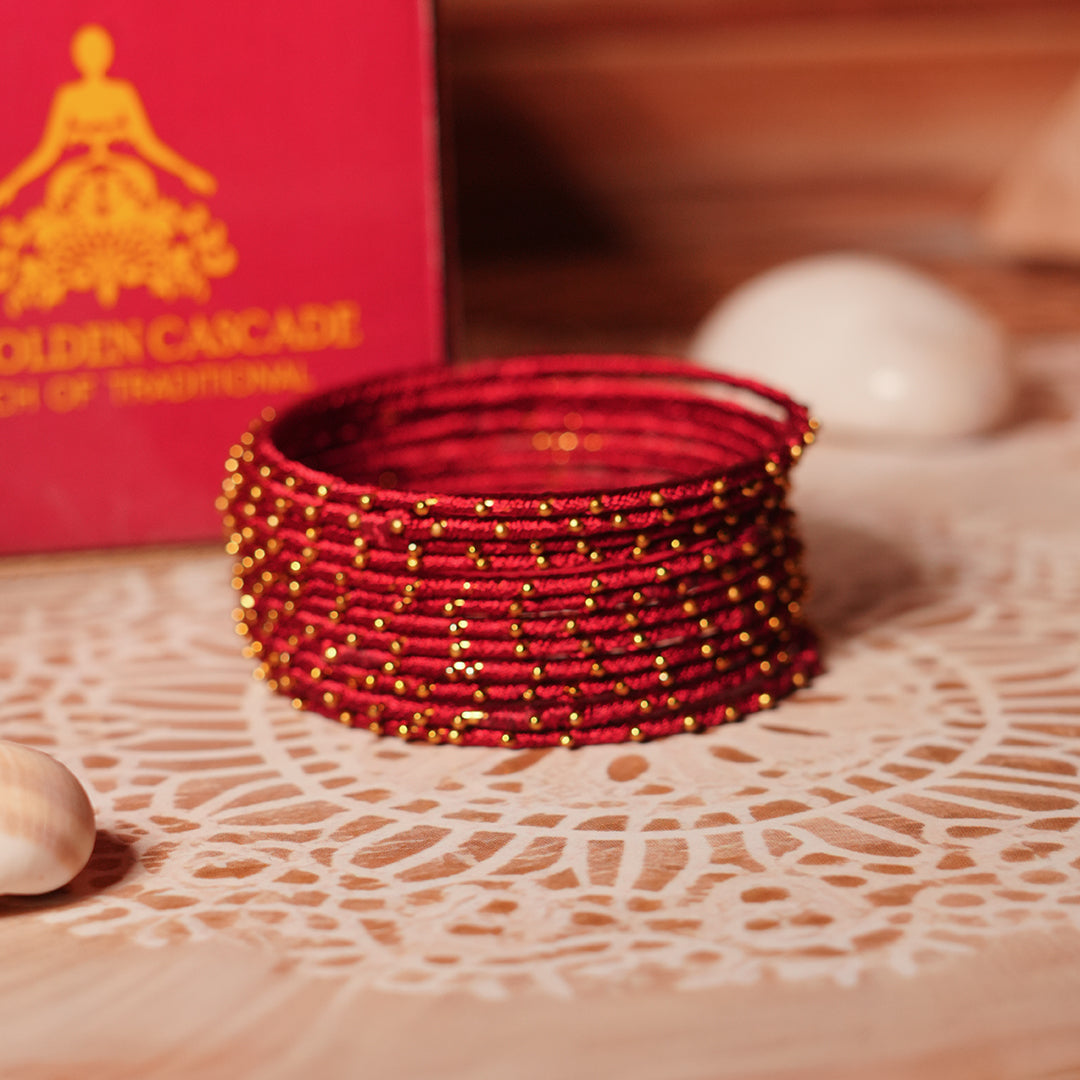 Maroon Color Premium Silk Thread Bangle for Women & Girls (Pack of 12)