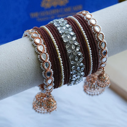 Luxury Metal Bangles Set for Women with Designer Jhumki (Both Hand)