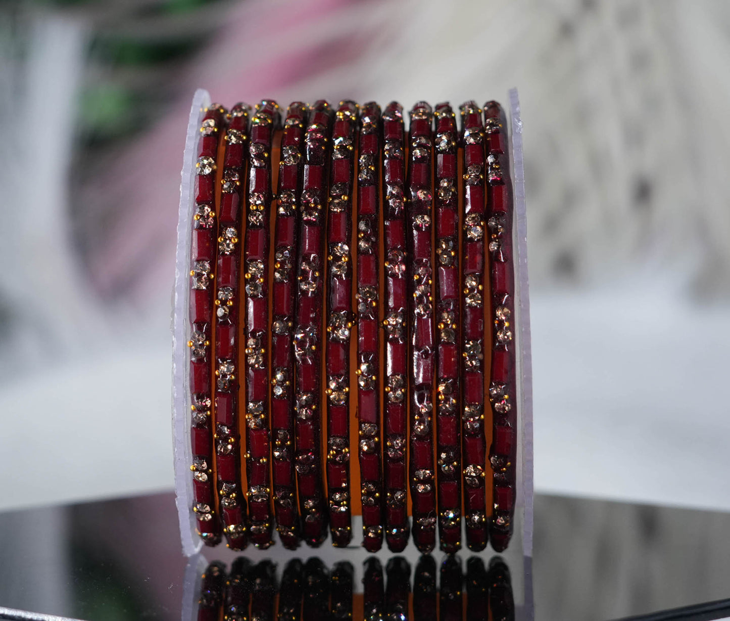 Multiple Color Glass Bangles with Beads Studded for Women & Girls (Pack of 12 Bangles)