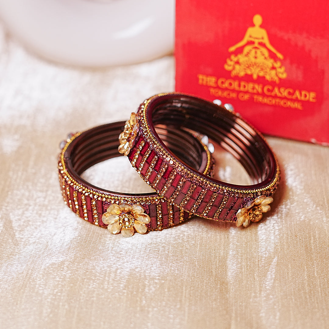 Glass Kada for Women & Girls – Elegant Flower Design (Pack of 2)