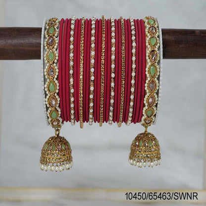 Maroon Color Metal Bangle Set for Women, Festive & Party Wear