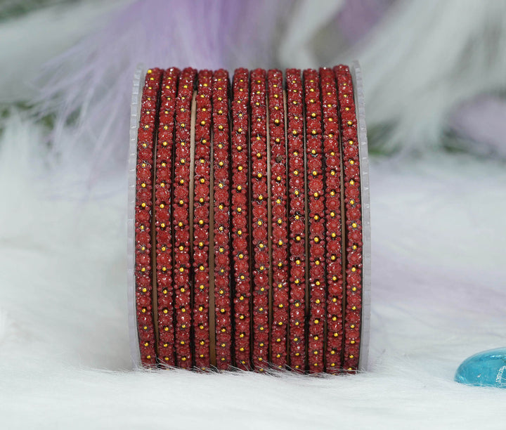 Glass Bangles with Golden Ball Studded for Women & Girls (Pack of 12)