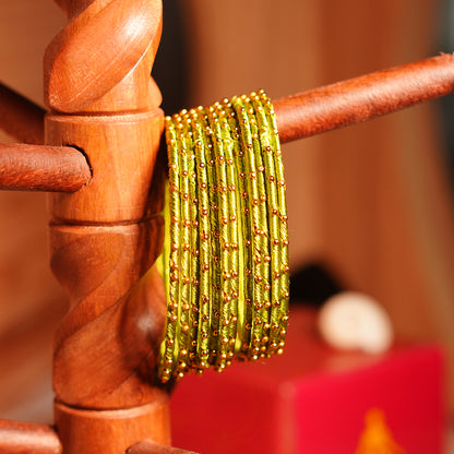 Mehndi Color Premium Silk Thread Bangle for Women & Girls (Pack of 12)