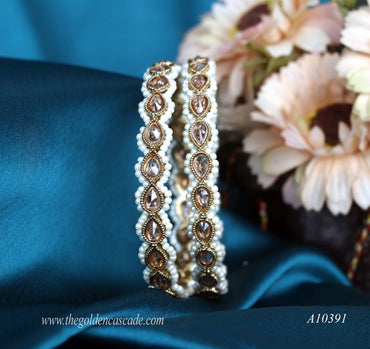 Traditional Kundan Work Metal Kada for Women (Pack of 2)