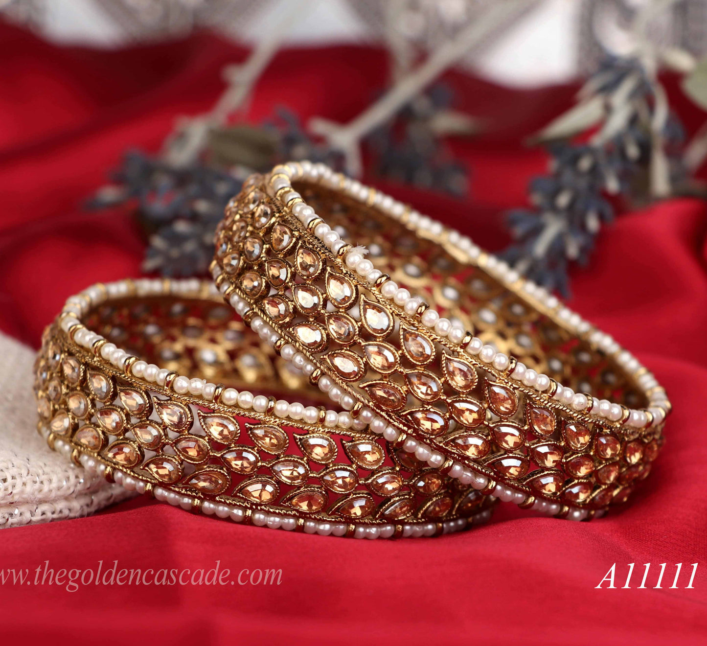 Premium Gold Plated Metal Kada for Women (Pack of 2)