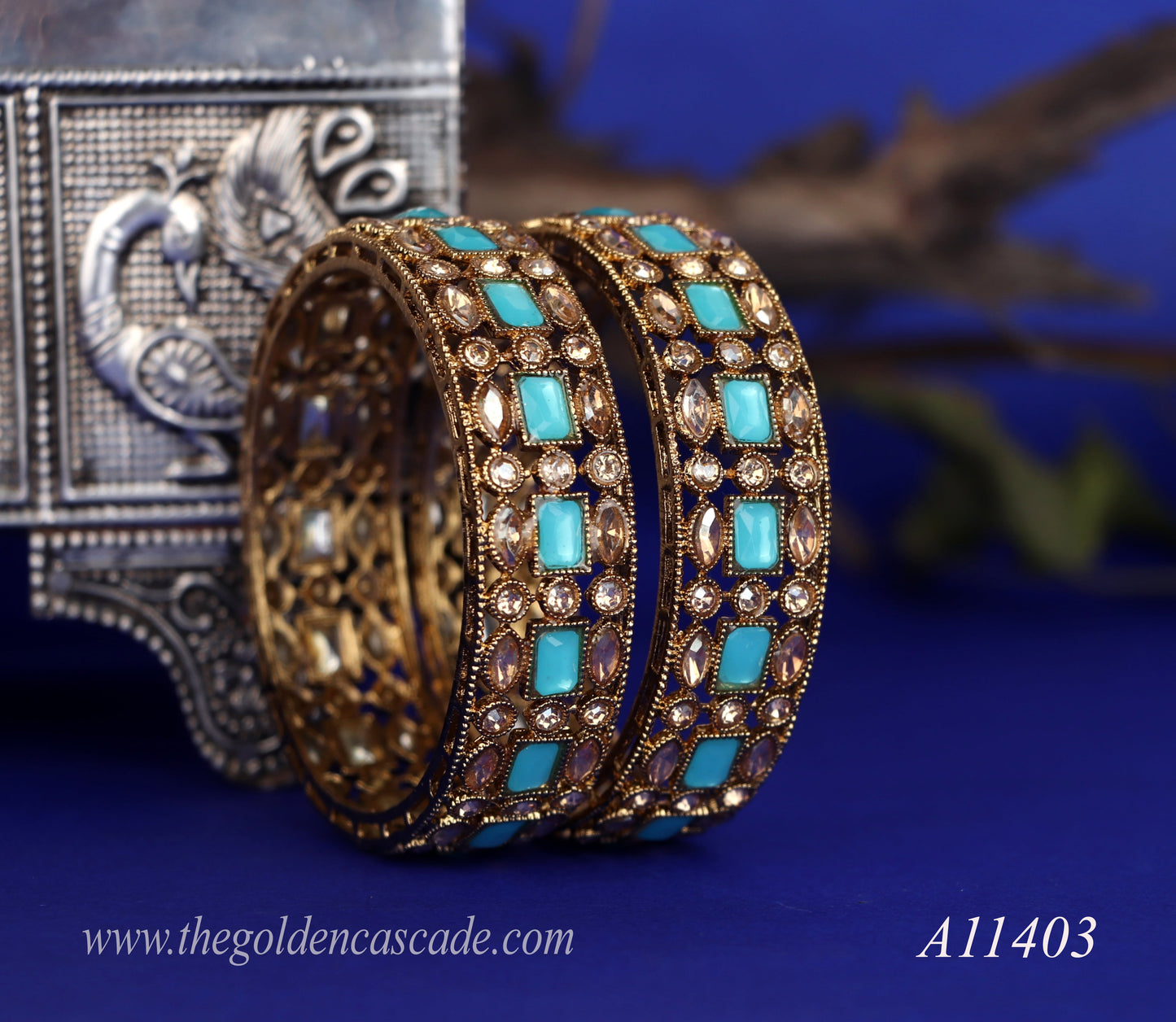 Traditional Kundan Work Metal Kada For Women (Pack of 2)