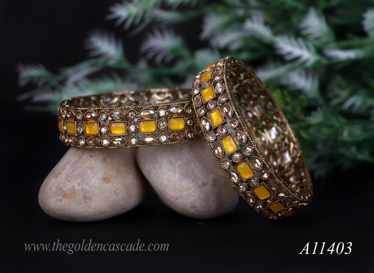 Traditional Kundan Work Metal Kada For Women (Pack of 2)