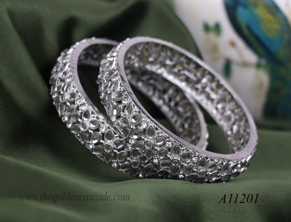 Premium Silver Metal Kada for Women (Pack of 2)