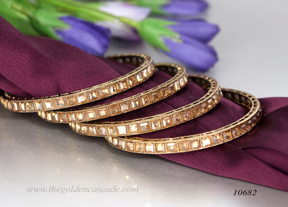 Stone-Studded Metal Kada Bracelet for Women (Pack of 4)