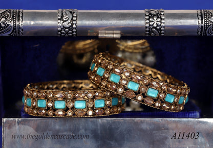 Traditional Kundan Work Metal Kada For Women (Pack of 2)