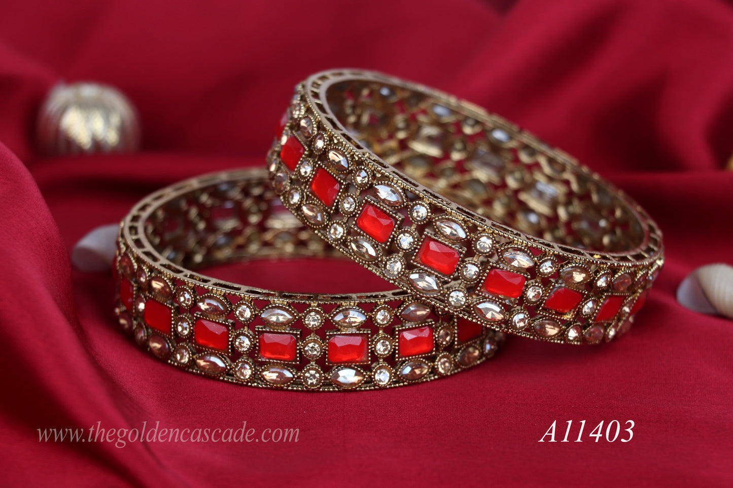 Traditional Kundan Work Metal Kada For Women (Pack of 2)