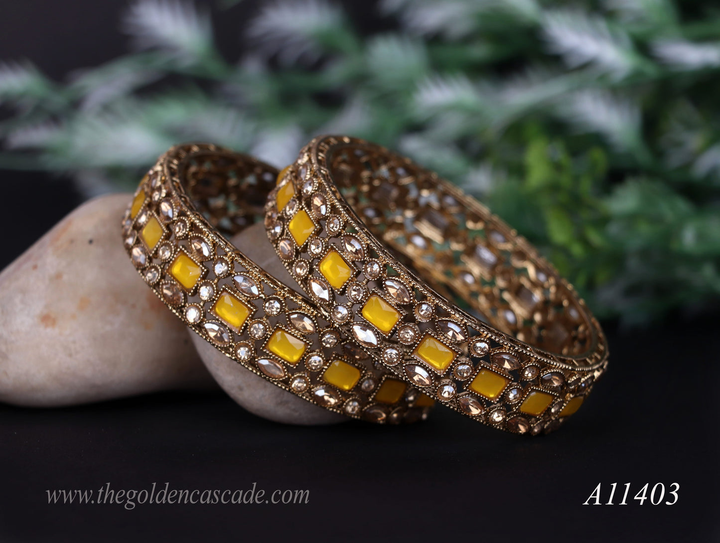 Traditional Kundan Work Metal Kada For Women (Pack of 2)