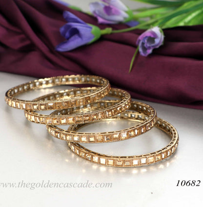 Stone-Studded Metal Kada Bracelet for Women (Pack of 4)