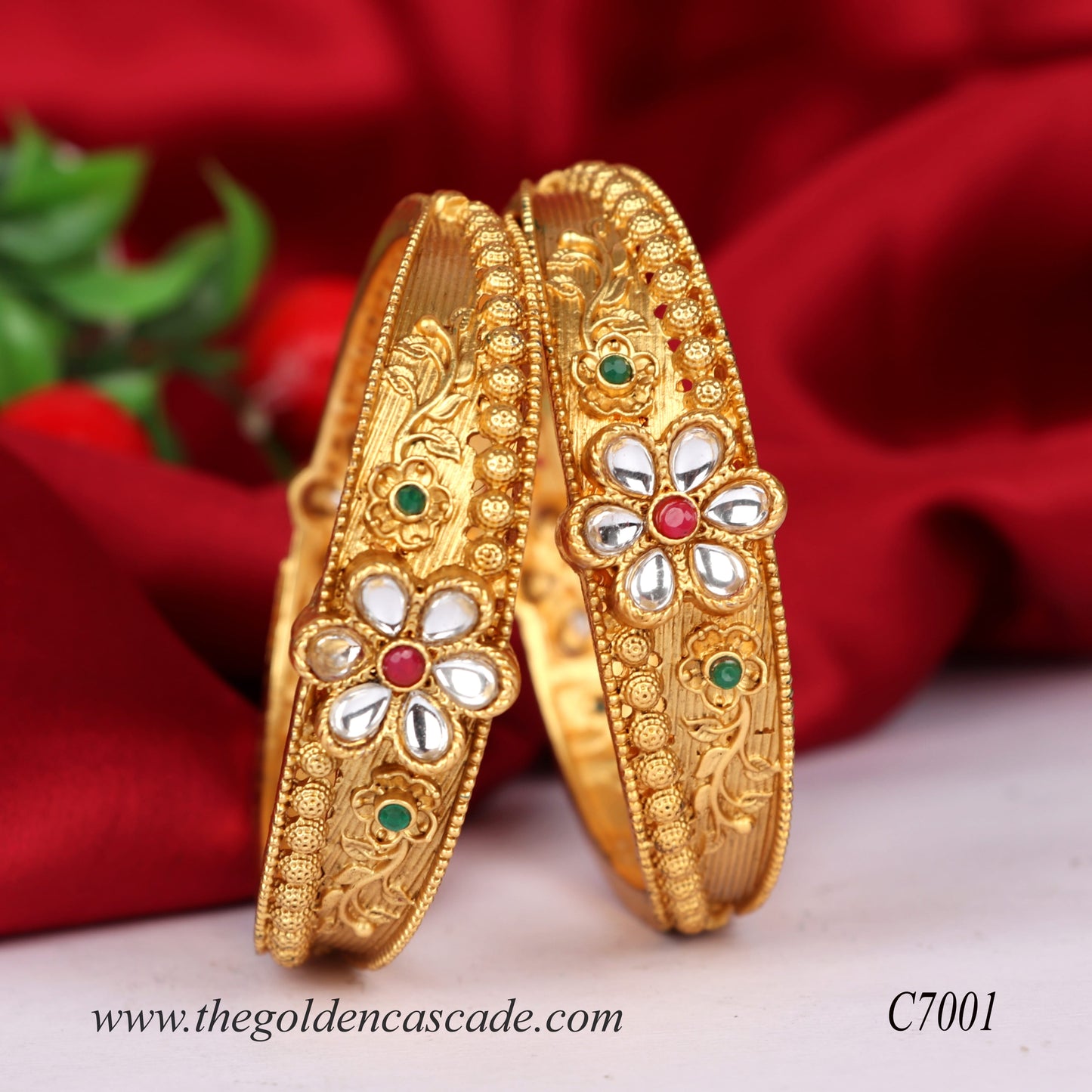 Traditional Designer Brass Kada for Women (Pack of 2)