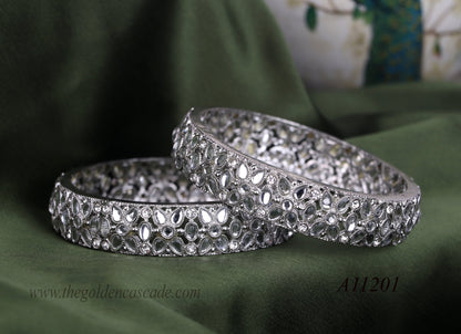 Premium Silver Metal Kada for Women (Pack of 2)