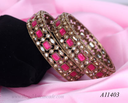 Traditional Kundan Work Metal Kada For Women (Pack of 2)