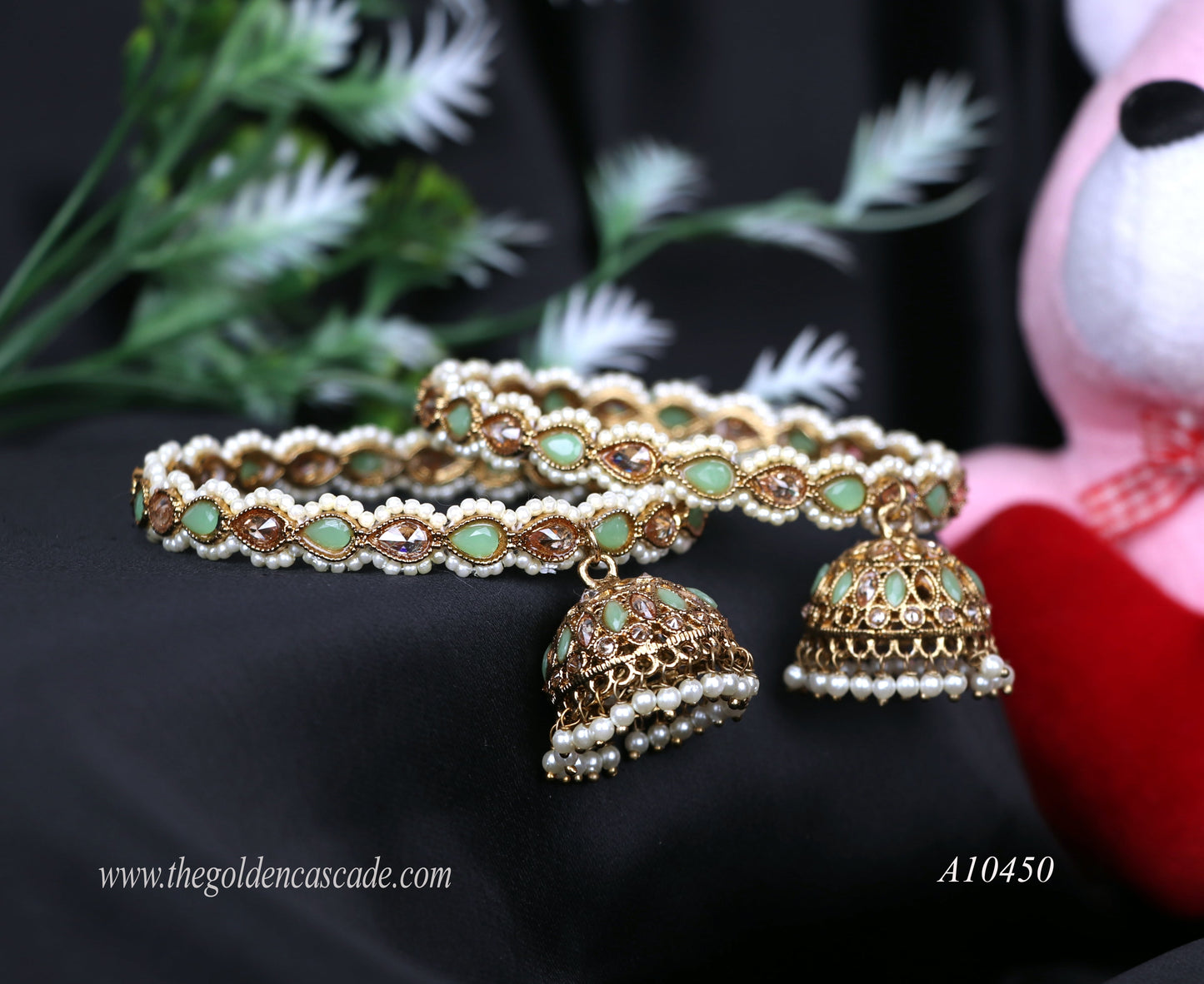 Premium Kundan Work With Jhumki Metal Kada For Women (Pack of 2)