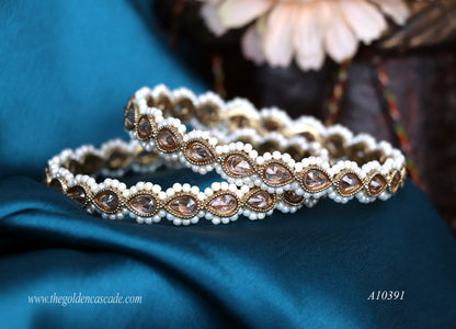 Traditional Kundan Work Metal Kada for Women (Pack of 2)