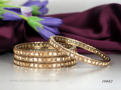 Stone-Studded Metal Kada Bracelet for Women (Pack of 4)