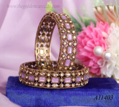 Traditional Kundan Work Metal Kada For Women (Pack of 2)