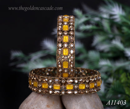 Traditional Kundan Work Metal Kada For Women (Pack of 2)