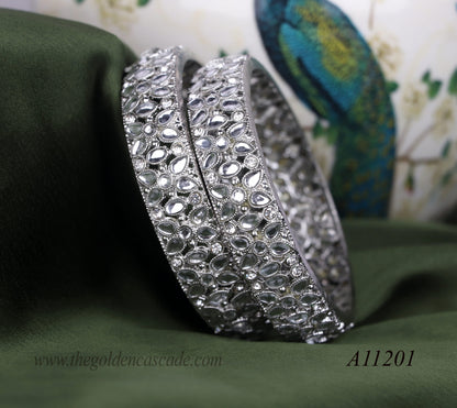 Premium Silver Metal Kada for Women (Pack of 2)