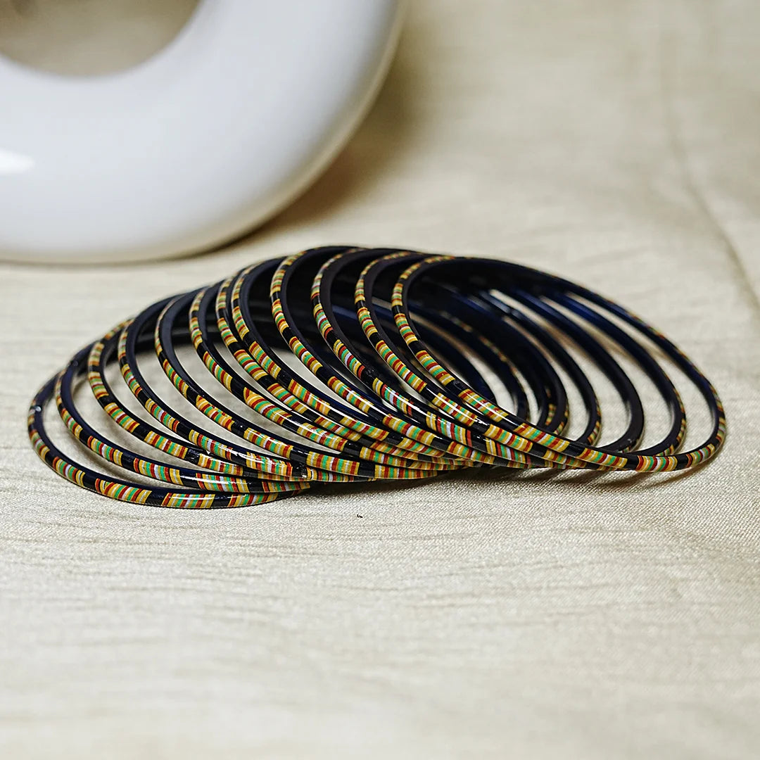Women’s Printed Glass Bangles – Shiny & Smooth Finish (Pack of 12)