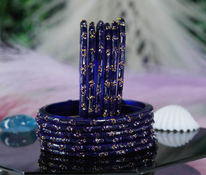 Multiple Color Glass Bangles with Beads Studded for Women & Girls (Pack of 12 Bangles)