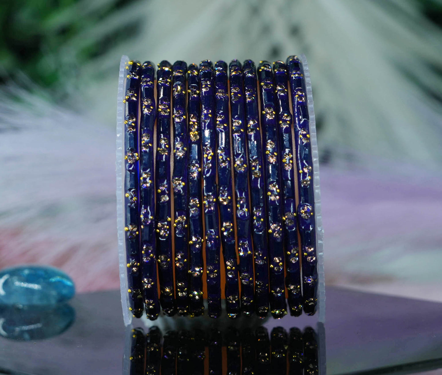 Multiple Color Glass Bangles with Beads Studded for Women & Girls (Pack of 12 Bangles)