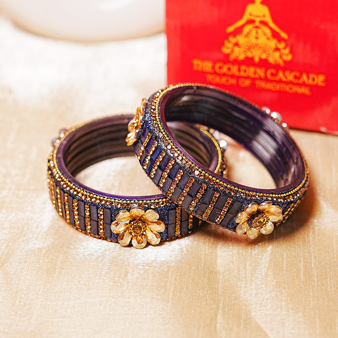 Glass Kada for Women & Girls – Elegant Flower Design (Pack of 2)