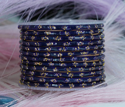 Multiple Color Glass Bangles with Beads Studded for Women & Girls (Pack of 12 Bangles)