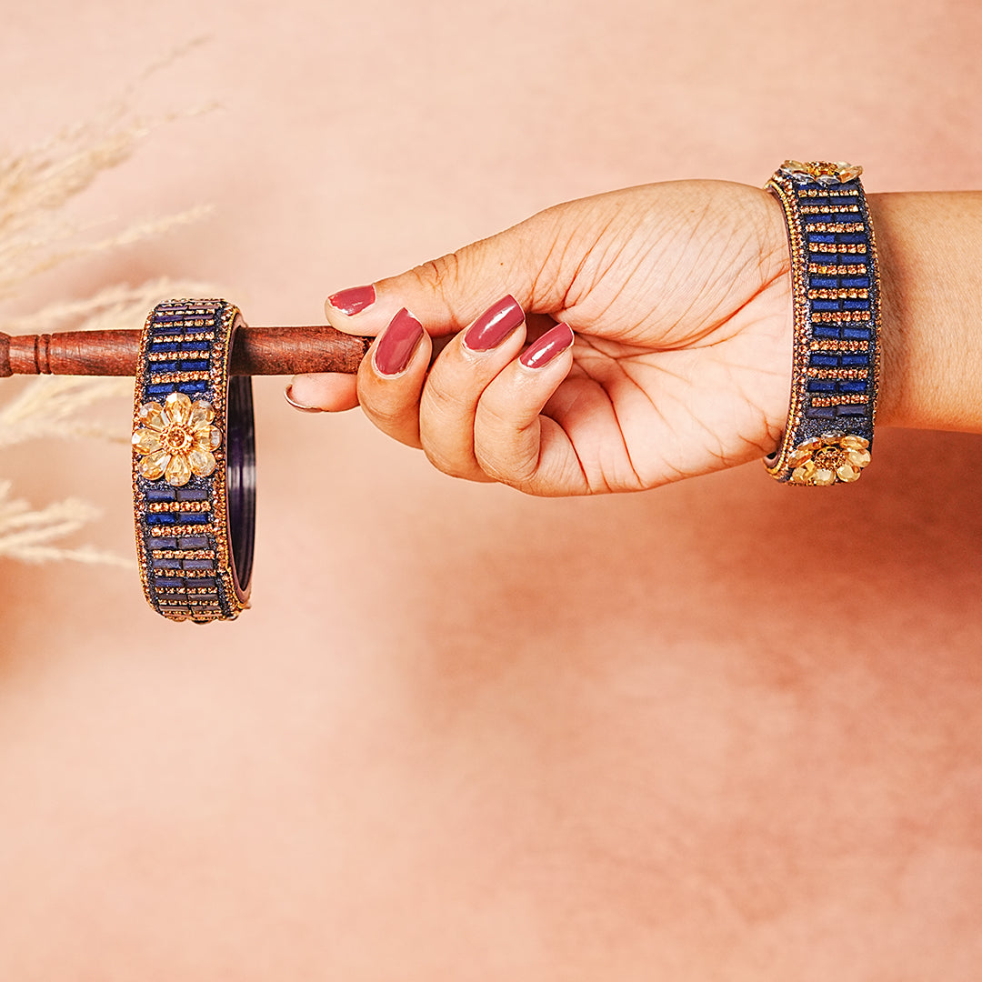 Glass Kada for Women & Girls – Elegant Flower Design (Pack of 2 kada)
