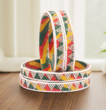 Handmade Multicolor Shade Glass Kada for Women & Girls (Pack of 4)