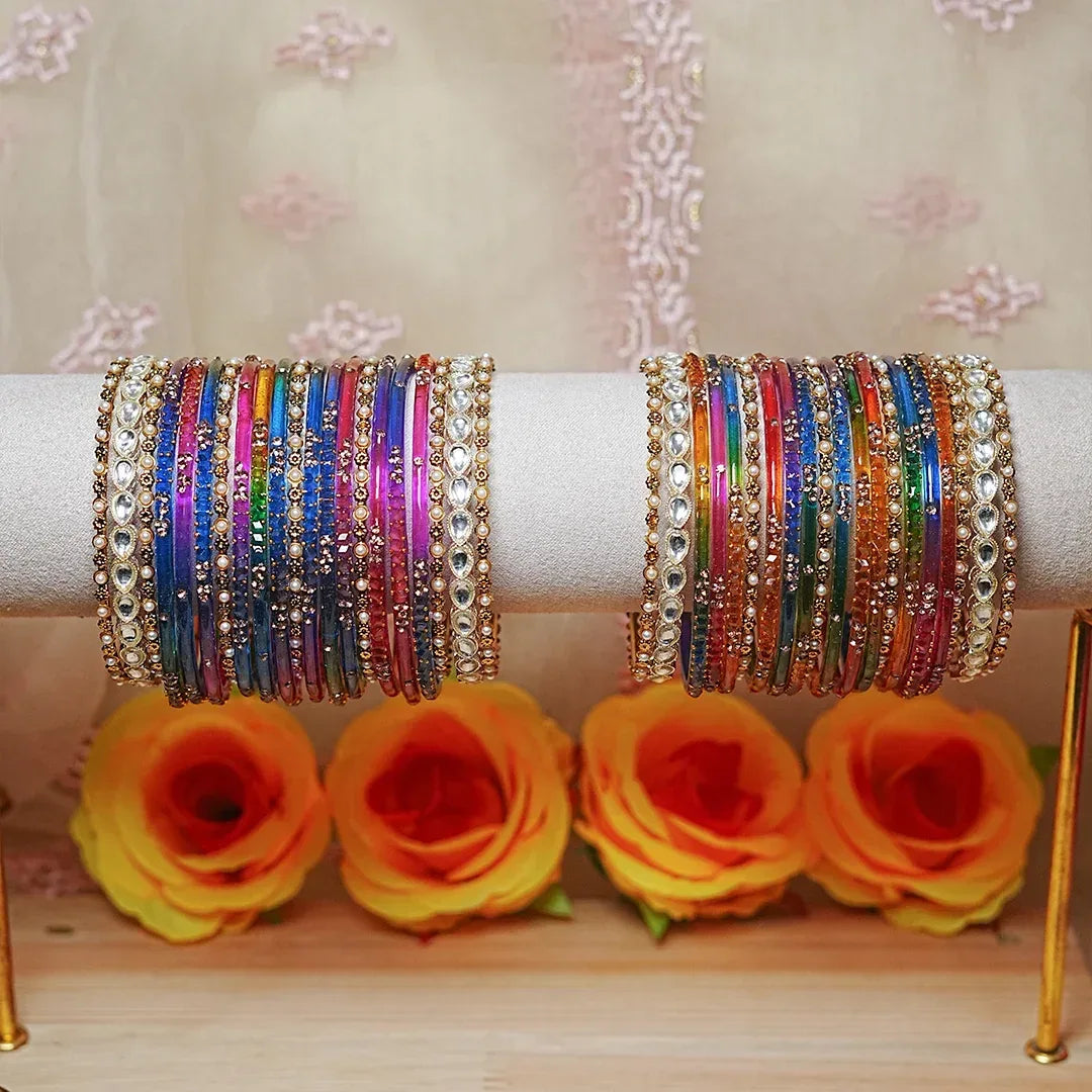 Indian Traditional Glass Bangles Set for Women (Both Hand)
