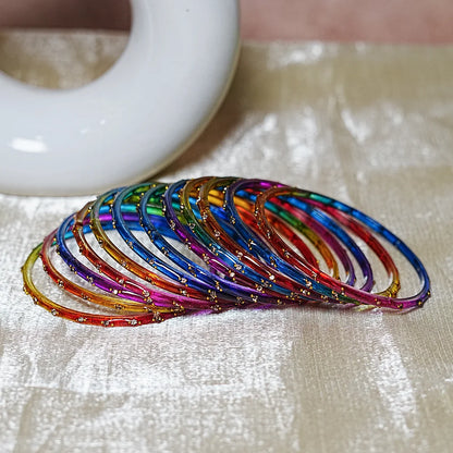 Traditional Lightweight Glass Bangles for Women (Pack of 12)