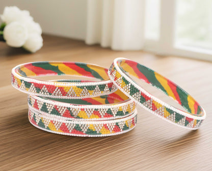 Handmade Multicolor Shade Glass Kada for Women & Girls (Pack of 4)