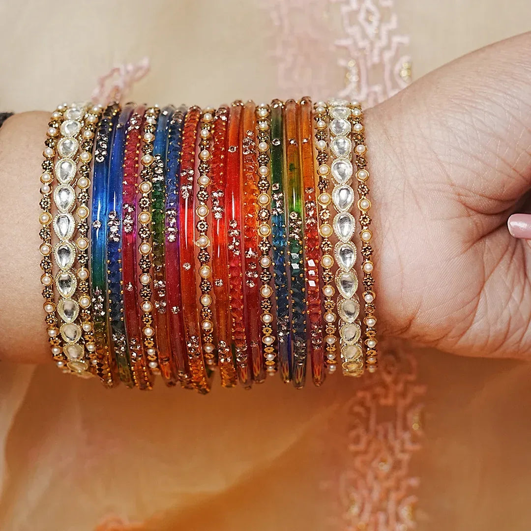 Indian Traditional Glass Bangles Set for Women (Both Hand)