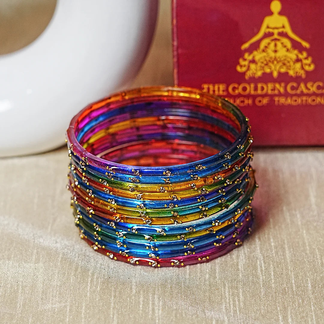 Traditional Lightweight Glass Bangles for Women (Pack of 12)