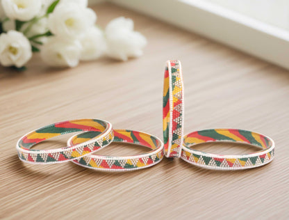 Handmade Multicolor Shade Glass Kada for Women & Girls (Pack of 4)