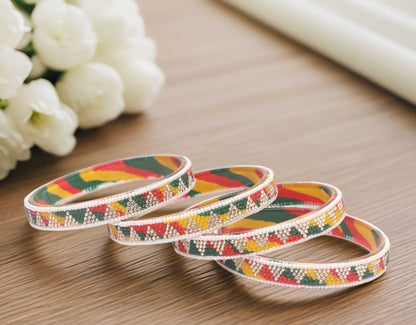 Handmade Multicolor Shade Glass Kada for Women & Girls (Pack of 4)