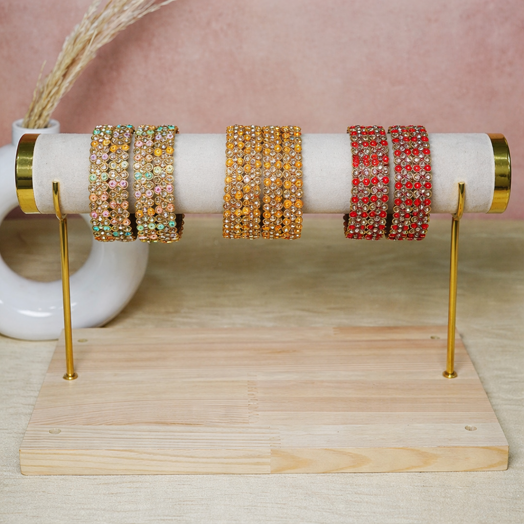 Traditional Glass Kada with Stone Work For Women (Pack of 2)