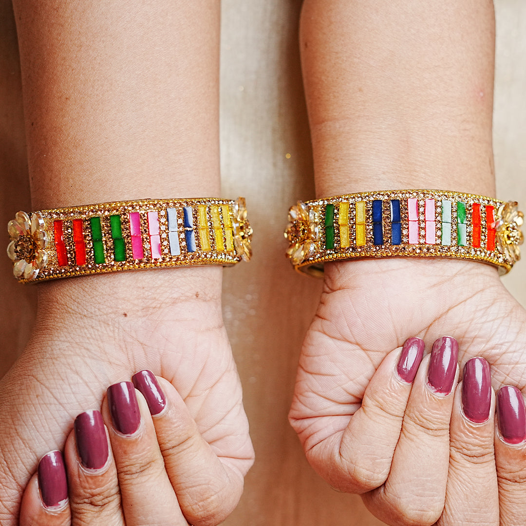 Glass Kada for Women & Girls – Elegant Flower Design (Pack of 2)