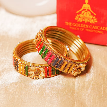 Glass Kada for Women & Girls – Elegant Flower Design (Pack of 2 kada)