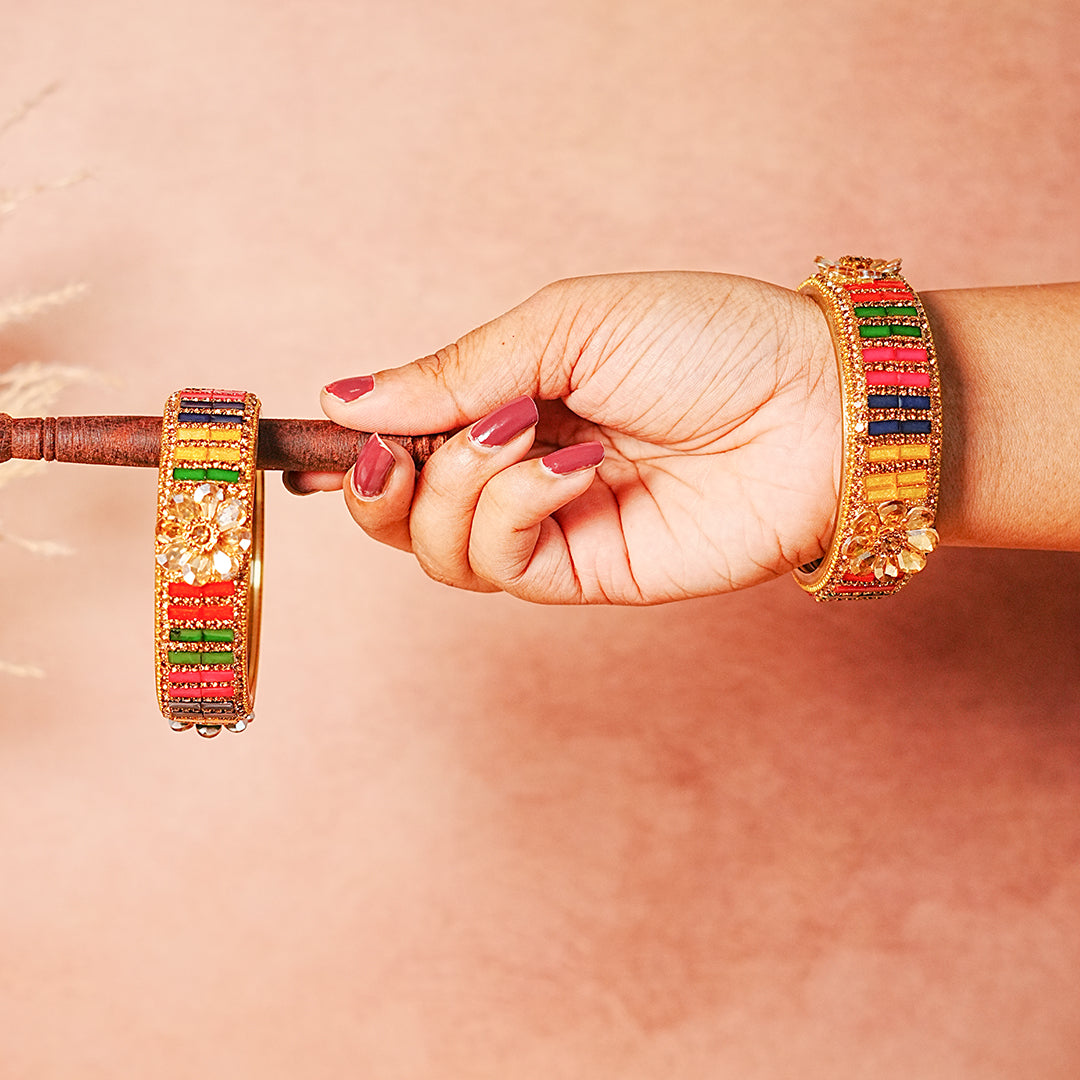Glass Kada for Women & Girls – Elegant Flower Design (Pack of 2)