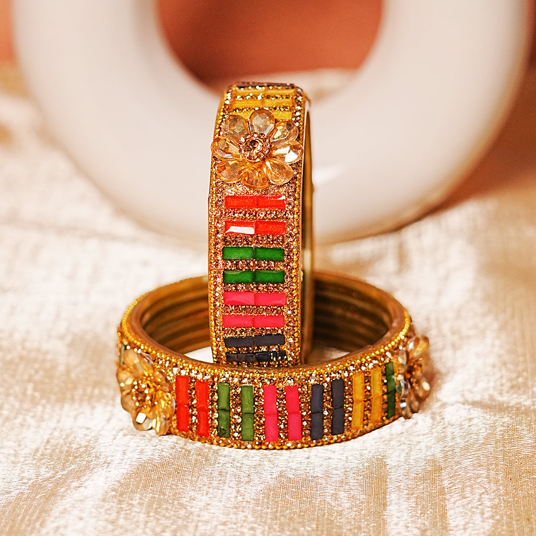 Glass Kada for Women & Girls – Elegant Flower Design (Pack of 2 kada)