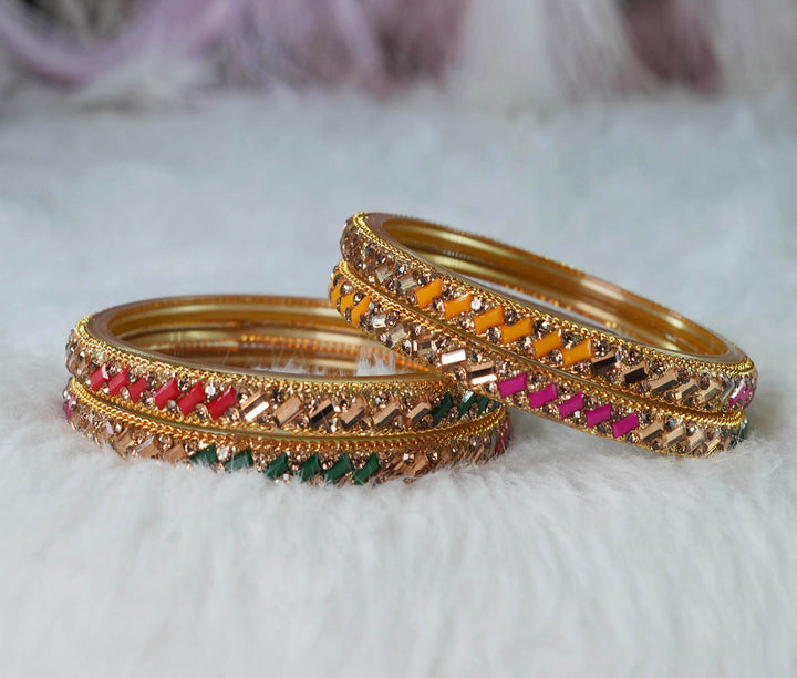 Fancy Design Multiple Color Glass Kada for Women & Girls with Beads Stone Studded Bangles for Ladies